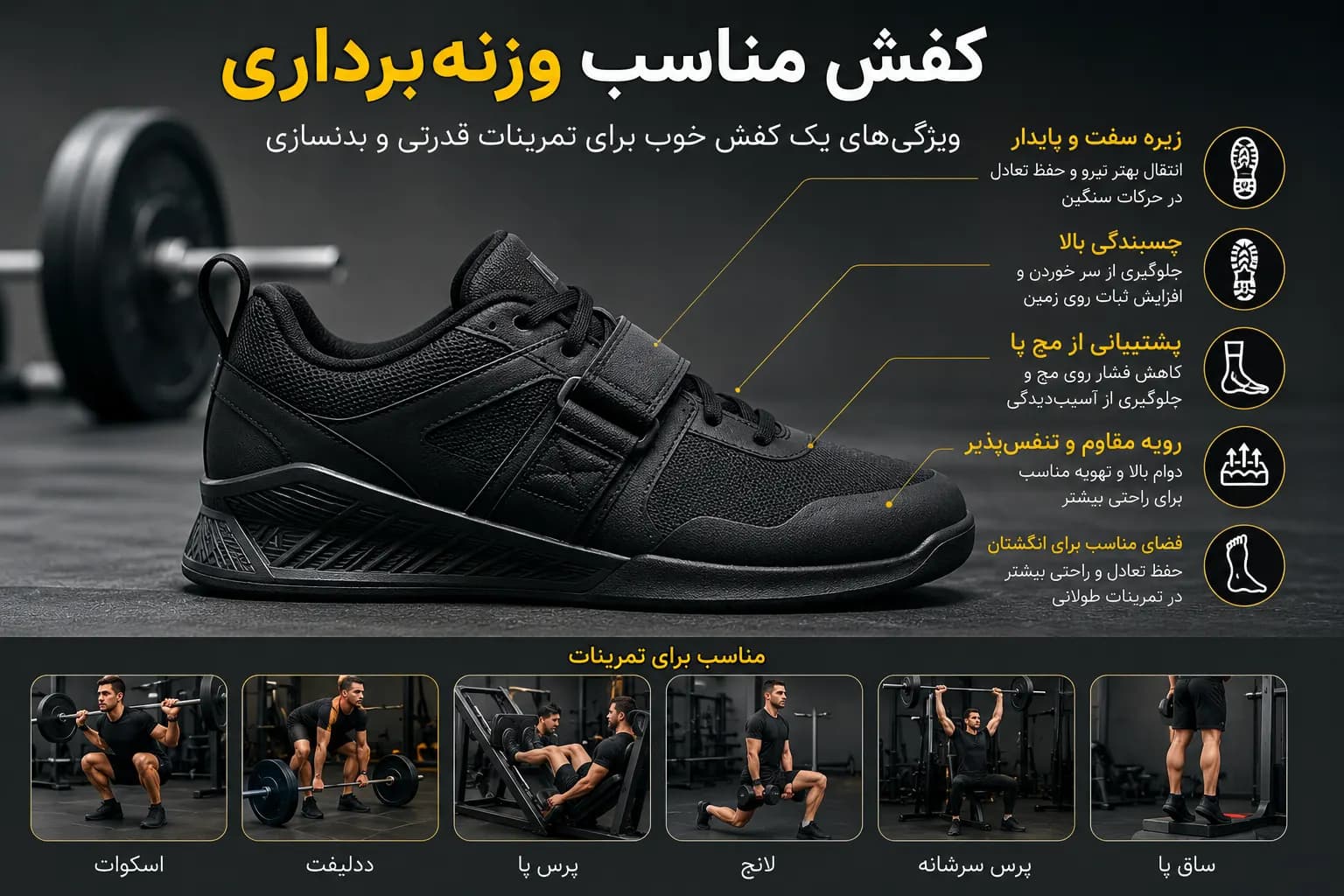 کفش مناسب وزنه‌برداری؛ چه کفشی برای تمرینات قدرتی و بدنسازی مناسب است؟
