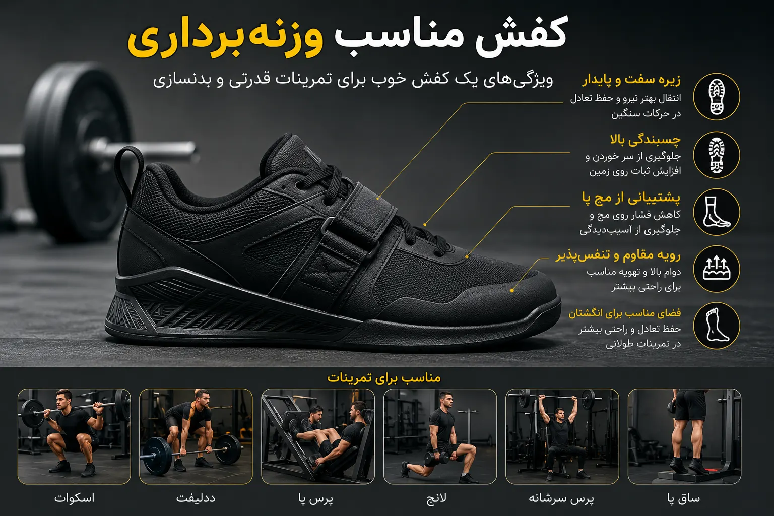 کفش مناسب وزنه‌برداری؛ چه کفشی برای تمرینات قدرتی و بدنسازی مناسب است؟