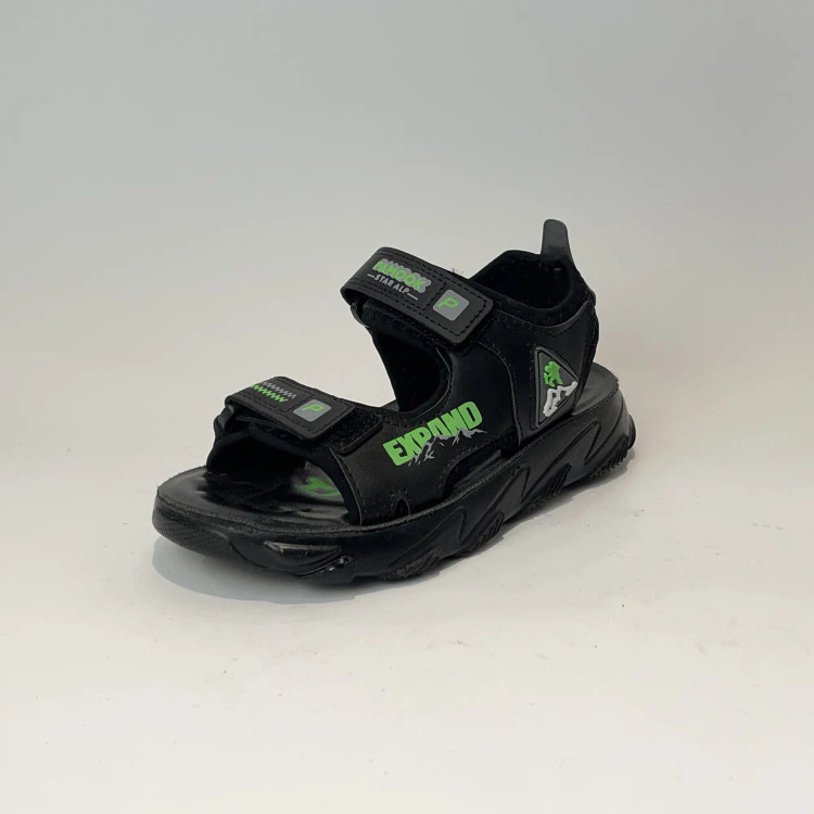 صندل بچگانه مشکی سبز جلو باز